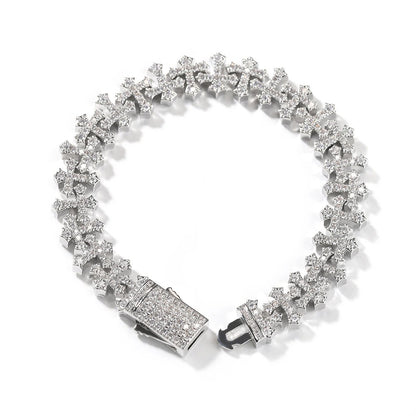 Iced out cross bracelet