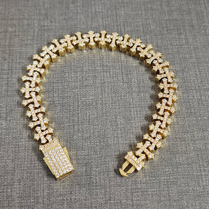 Iced out cross bracelet