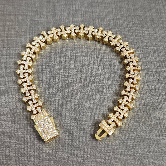 Iced out cross bracelet